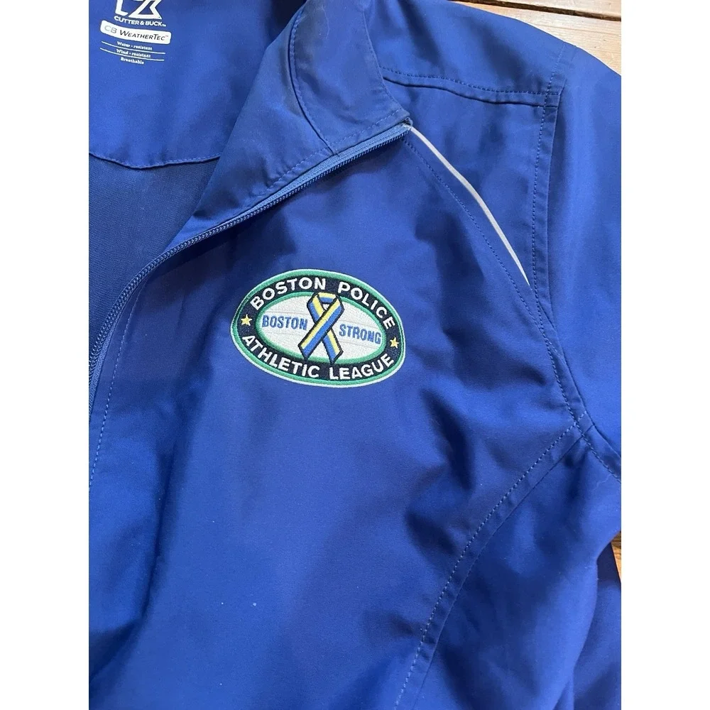 Boston Strong Police Athletic League Windbreaker‎ jacket Men M, Cutter Buck Blue